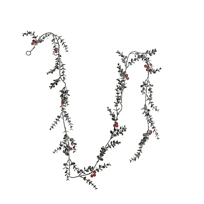 Hello Honey 6ft. Frosted Faux Boxwood Garland with Berries