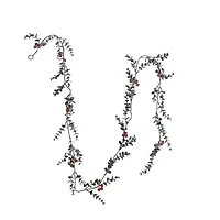 Hello Honey 6ft. Frosted Faux Boxwood Garland with Berries