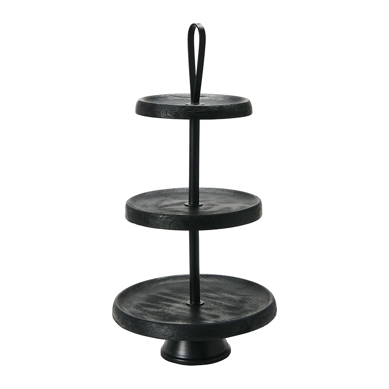 Hello Honey® 21.5" Black Elegant Modern 3-Tiered Tray