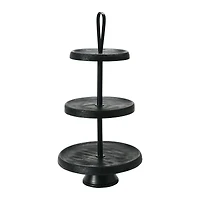 Hello Honey® 21.5" Black Elegant Modern 3-Tiered Tray