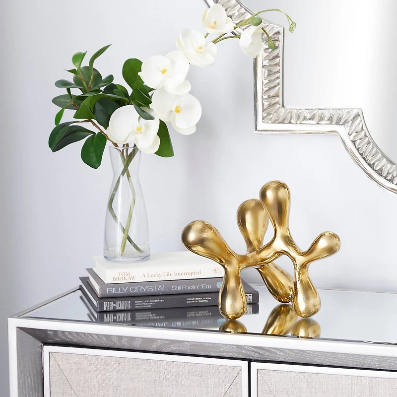 CosmoLiving by Cosmopolitan 9" Gold Aluminum Contemporary Abstract Sculpture