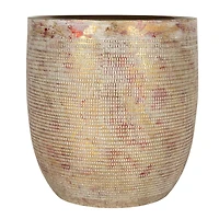 Hello Honey® 12" Metallic Gold Coastal Embossed Textured Stoneware Planter