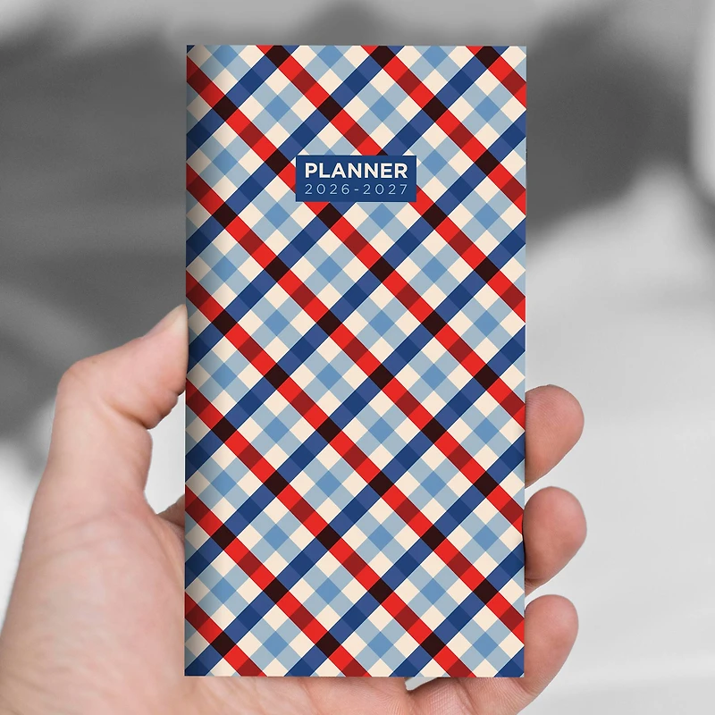 2026-2027 Patriotic Plaid Small Monthly Pocket Planner