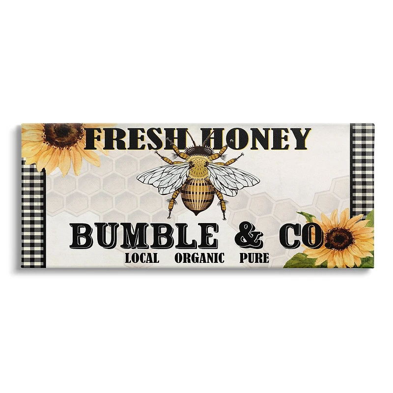 Stupell Industries Fresh Honey Bumble & Co. Advertisement Sunflowers Bee Canvas Wall Art