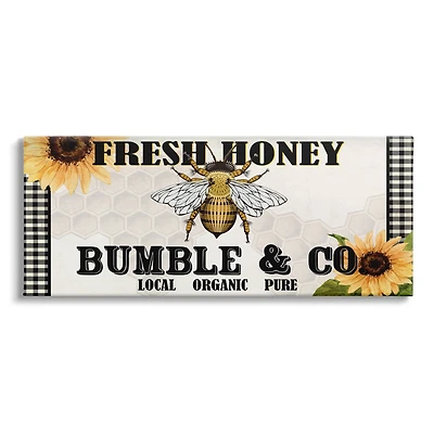 Stupell Industries Fresh Honey Bumble & Co. Advertisement Sunflowers Bee Canvas Wall Art