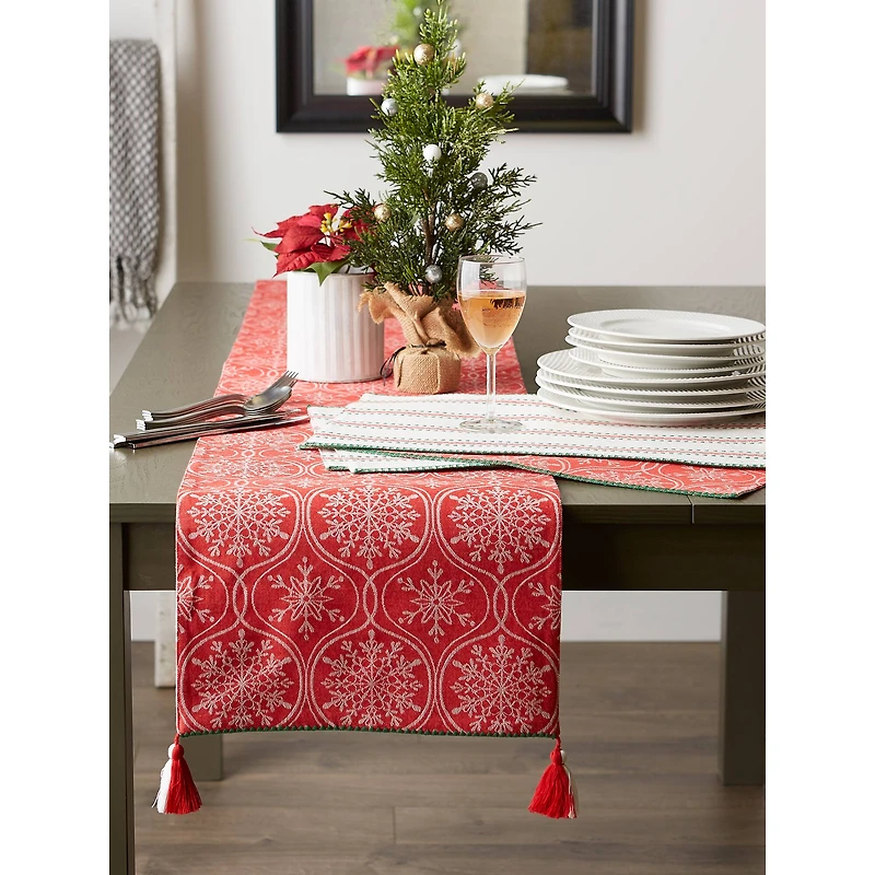 DII® 72'' Joyful Snowflakes Jacquard Reversible Table Runner