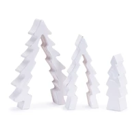 8.5" White Wood Pine Tree Nesting Display Set