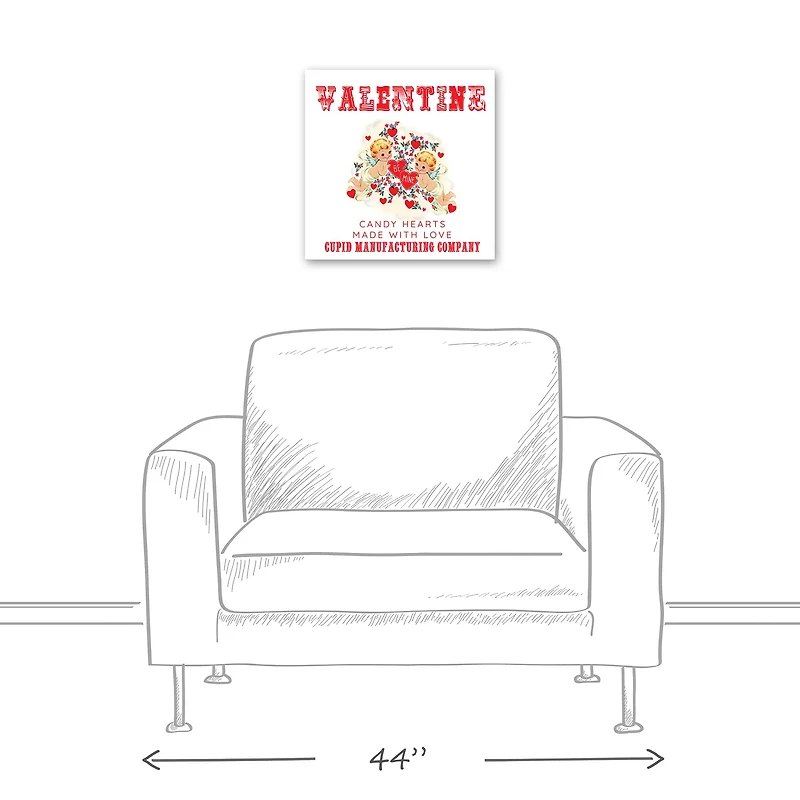 Cupid Candy Hearts 16" x 16" Canvas Wall Art