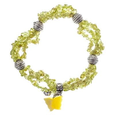 John Bead New Jade Peridot 4-Strand Bracelet with Jade Butterfly Charm