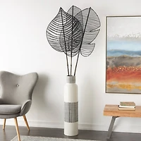 79" Black Bamboo Wood Handmade Woven Leaf Set