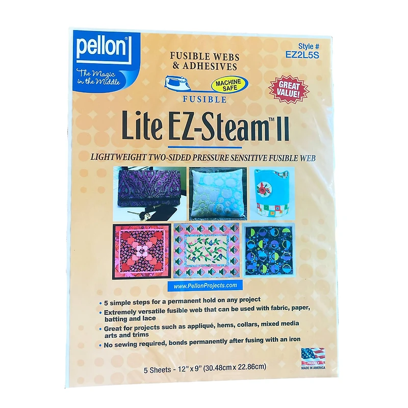 Pellon® Lite EZ-Steam® II 12" x 9" Double-Sided Fusible Web Sheets, 5ct.
