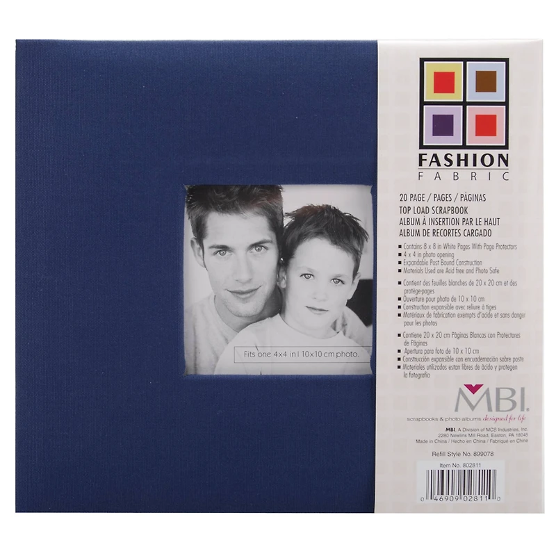MBI® Blue Fashion Fabric Post Bound Album with Window