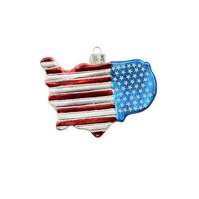 3.75" USA Flag Map Glass Ornament by Ashland®