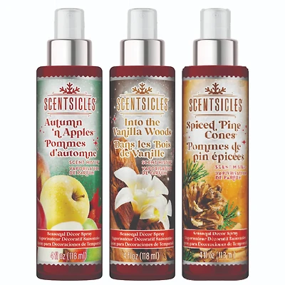 Scentsicles Scent Mister Into the Vanilla Woods,  Autumn 'n Apples and Spiced Pine Cones, 3 pack