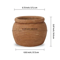 8"  Terra Cotta Ribbed Ceramic Pot by Ashland®