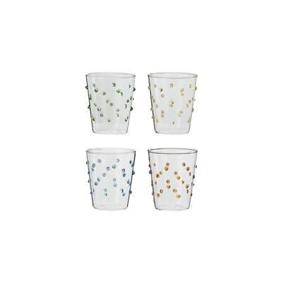 Hello Honey 13oz. Multicolor Dotted Borosilicate Glassware Set, 4ct.