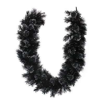 6ft. White LED Black Bristle Garland