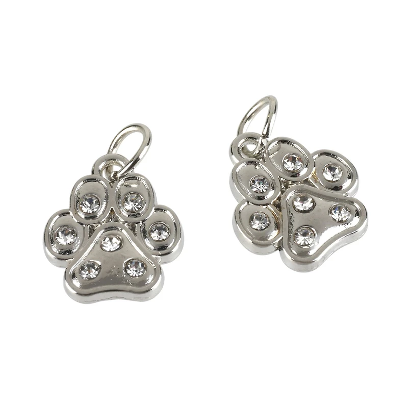 Charmalong™ Rhodium Paw Charms by Bead Landing™