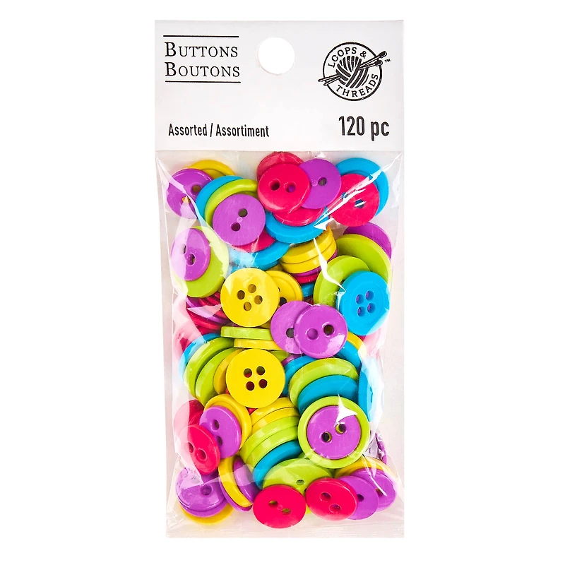 12 Packs: 120 ct. (1,440 total) Favorite Findings™ Neon Fun Buttons