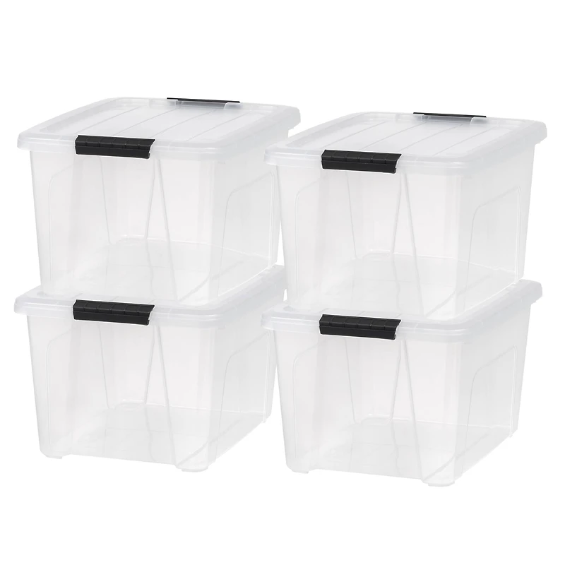 IRIS® 32qt. Buckled Clear Boxes with Clear Buckle Lids, 4ct.