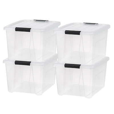 IRIS® 32qt. Buckled Clear Boxes with Clear Buckle Lids, 4ct.
