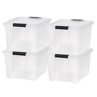 IRIS® 32qt. Buckled Clear Boxes with Clear Buckle Lids, 4ct.