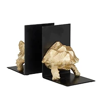 CosmoLiving by Cosmopolitan Brass Polystone Coastal Bookends, 6" x 5" x 4"