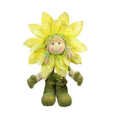 17.5" Yellow Spring Sunflower Girl Decorative Figure