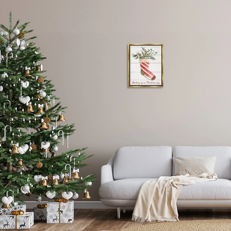 Stupell Industries Stocking Up on Christmas Floating Frame Wall Art