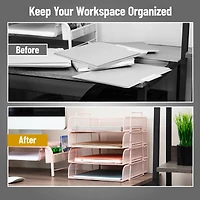 Mind Reader Stackable Paper Tray, Desktop Organizer, File Storage, Office, Metal Mesh, 4 Pcs