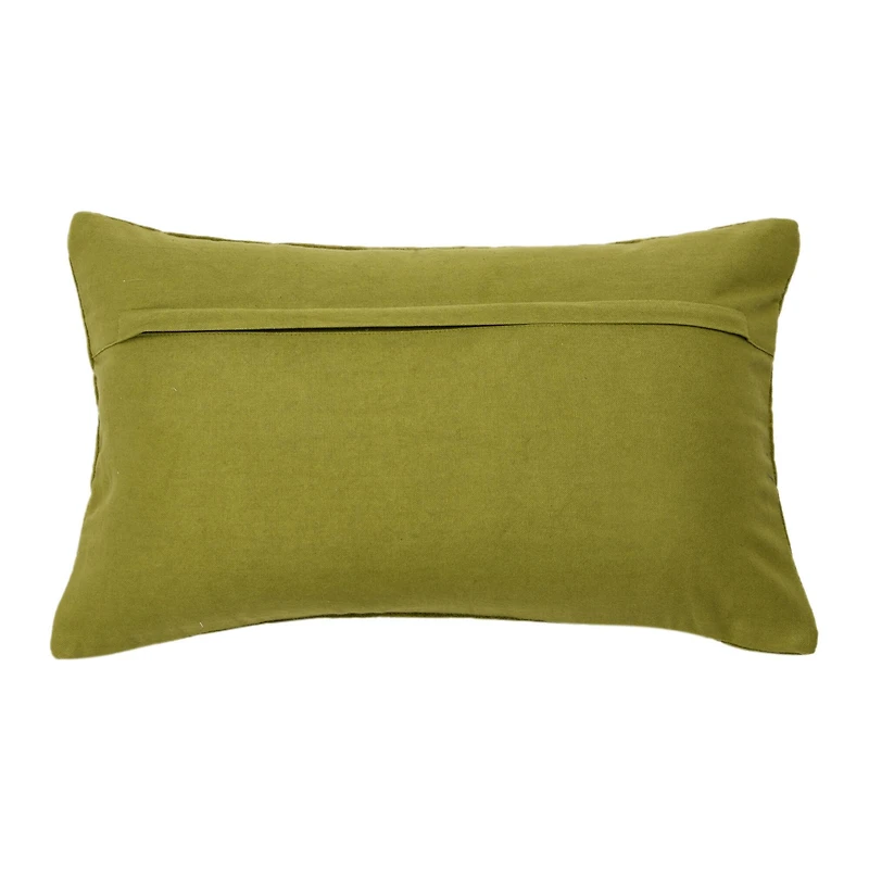 Green Quilted Velvet Lumbar Pillow Cover