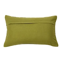 Green Quilted Velvet Lumbar Pillow Cover