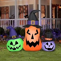 4.5ft. Airblown® Inflatable Halloween Whimsical Pumpkin Trio with Hats Scene