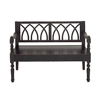 Dark Mahogany Wooden Farmhouse Indoor Bench