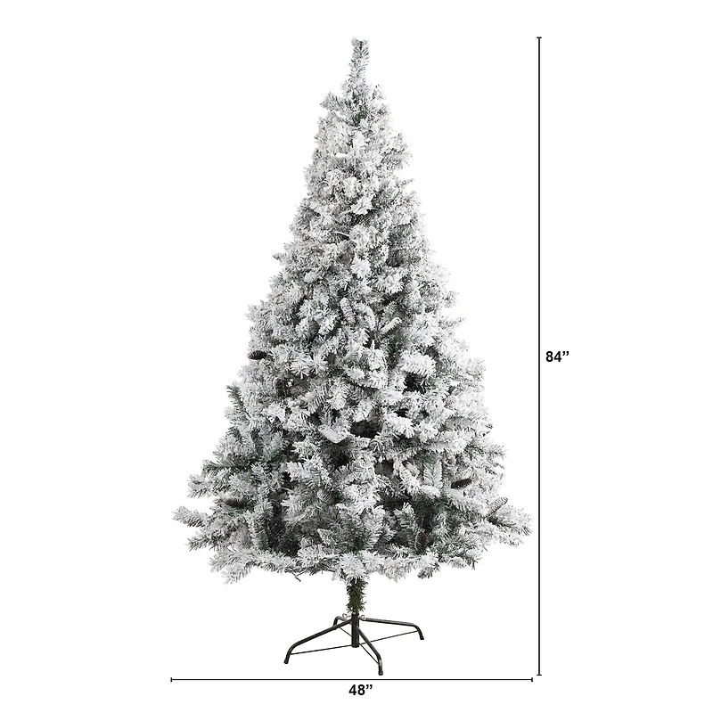 7ft. Unlit Flocked White River Mountain Pine & Pinecones Artificial Christmas Tree