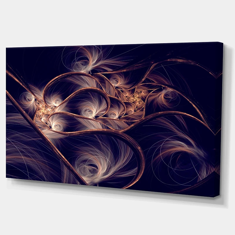 Designart - Dark Gold Fractal Flower Pattern - Oversized Abstract Canvas Art Print