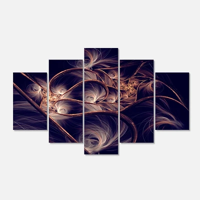 Designart - Dark Gold Fractal Flower Pattern - Contemporary Canvas Art Print