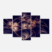 Designart - Dark Gold Fractal Flower Pattern - Contemporary Canvas Art Print