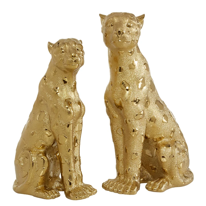 Gold Glam Leopard Sculpture Set