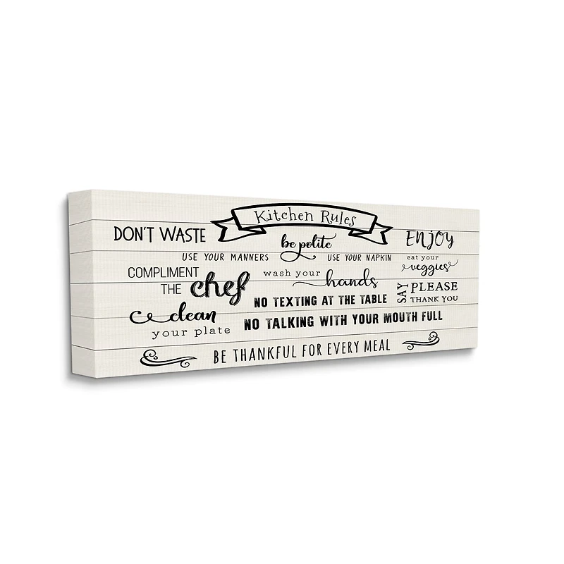 Stupell Industries Kitchen Rules List Family Happiness Motivational Phrases Canvas Wall Art