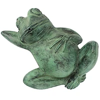Design Toscano 12" Spitting Lazy Frog Emerald Verde Cast Bronze Garden Statue