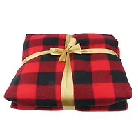 Black & Red Buffalo Plaid Christmas Throw Cover with Sherpa Backing