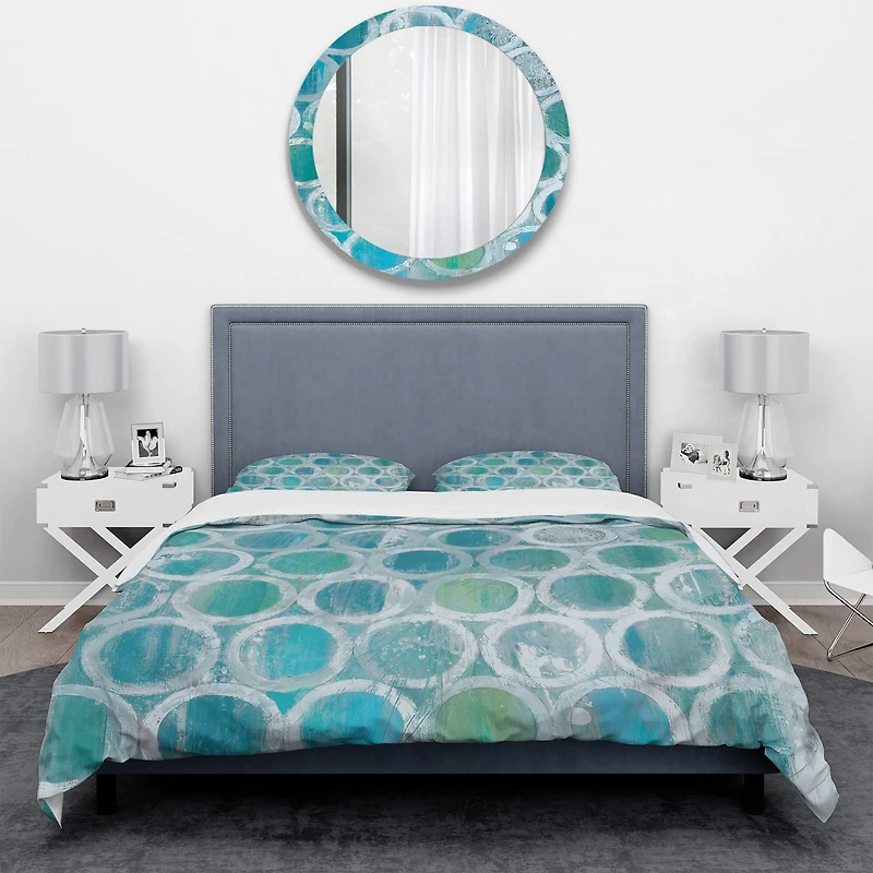 Designart 'Natural Blue Circle' Geometric Bedding Set