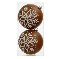 2 Pack 4.7" Gingerbread Snowflake Shatterproof Ball Ornaments by Ashland®