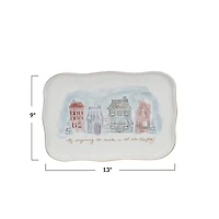Hello Honey® 13" Village Christmas Scene Stoneware Platter