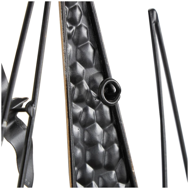 Blue Metal Sailboat Wall Decor with Black Wire Frame and White Bird Accents