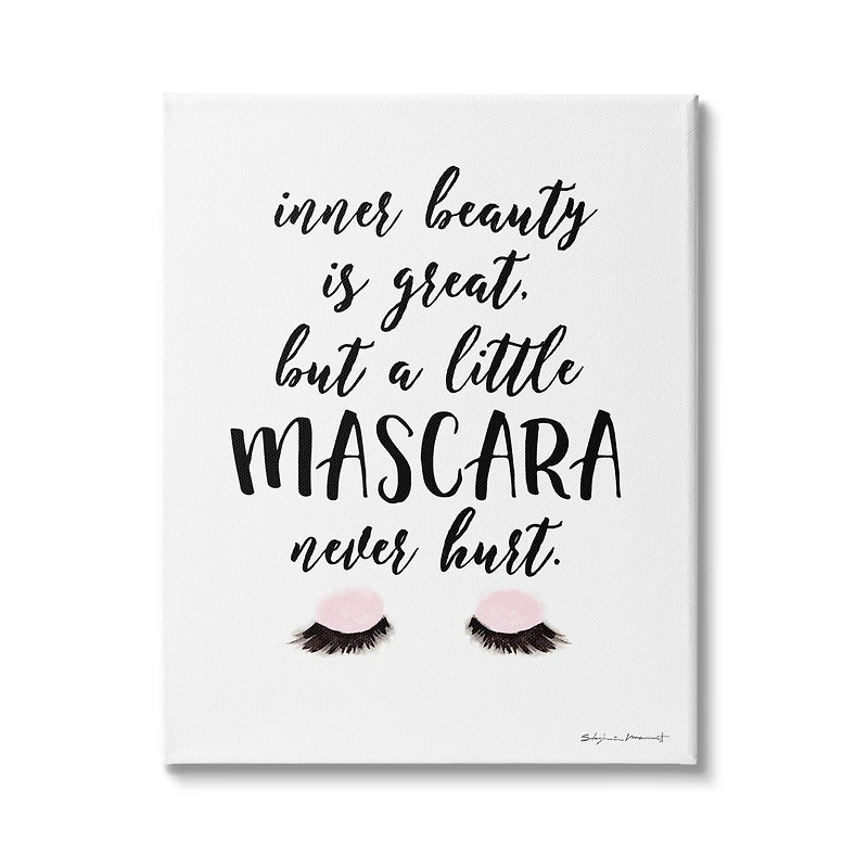 Stupell Industries A Little Mascara Never Hurt Phrase Glam Lashes Canvas Wall Art