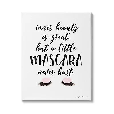 Stupell Industries A Little Mascara Never Hurt Phrase Glam Lashes Canvas Wall Art