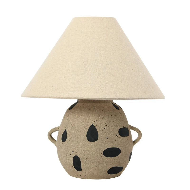 Hello Honey® 15" Hand-Painted Terra-cotta Table Lamp with Dots and Fabric Shade