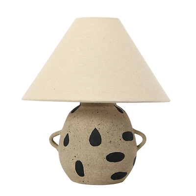 Hello Honey® 15" Hand-Painted Terra-cotta Table Lamp with Dots and Fabric Shade